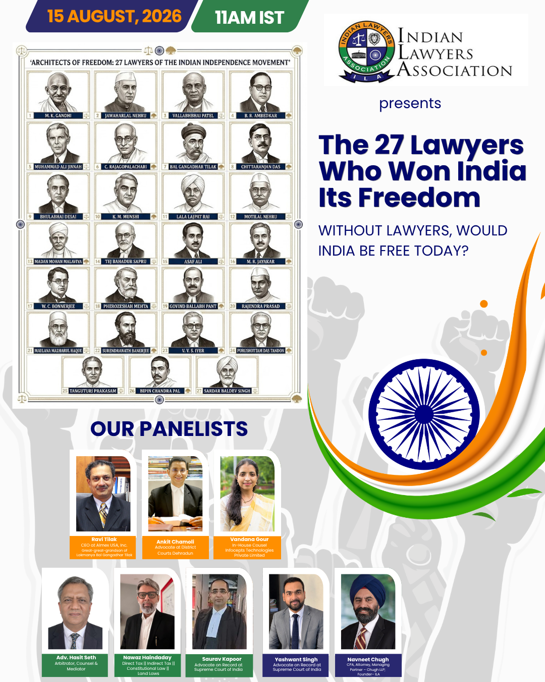 ILA Webinar - The 27 Lawyers Who Won India Its Freedom – Without Lawyers, Would India Be Free Today?